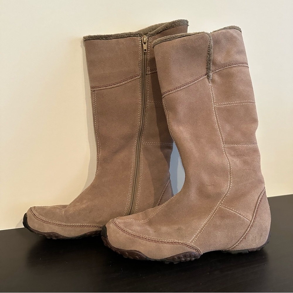 Hush Puppies Mid-Calf Suede Boots for Women, Size US 6.5